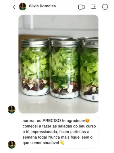 Mensagem de aluna satisfeita
