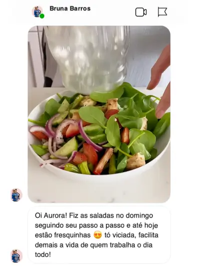 Mensagem de aluna satisfeita
