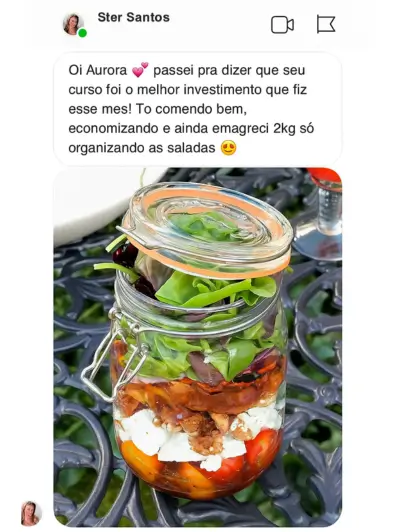 Mensagem de aluna satisfeita