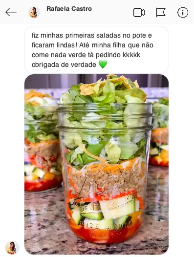 Mensagem de aluna satisfeita